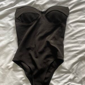 Black Strapless Bodysuit